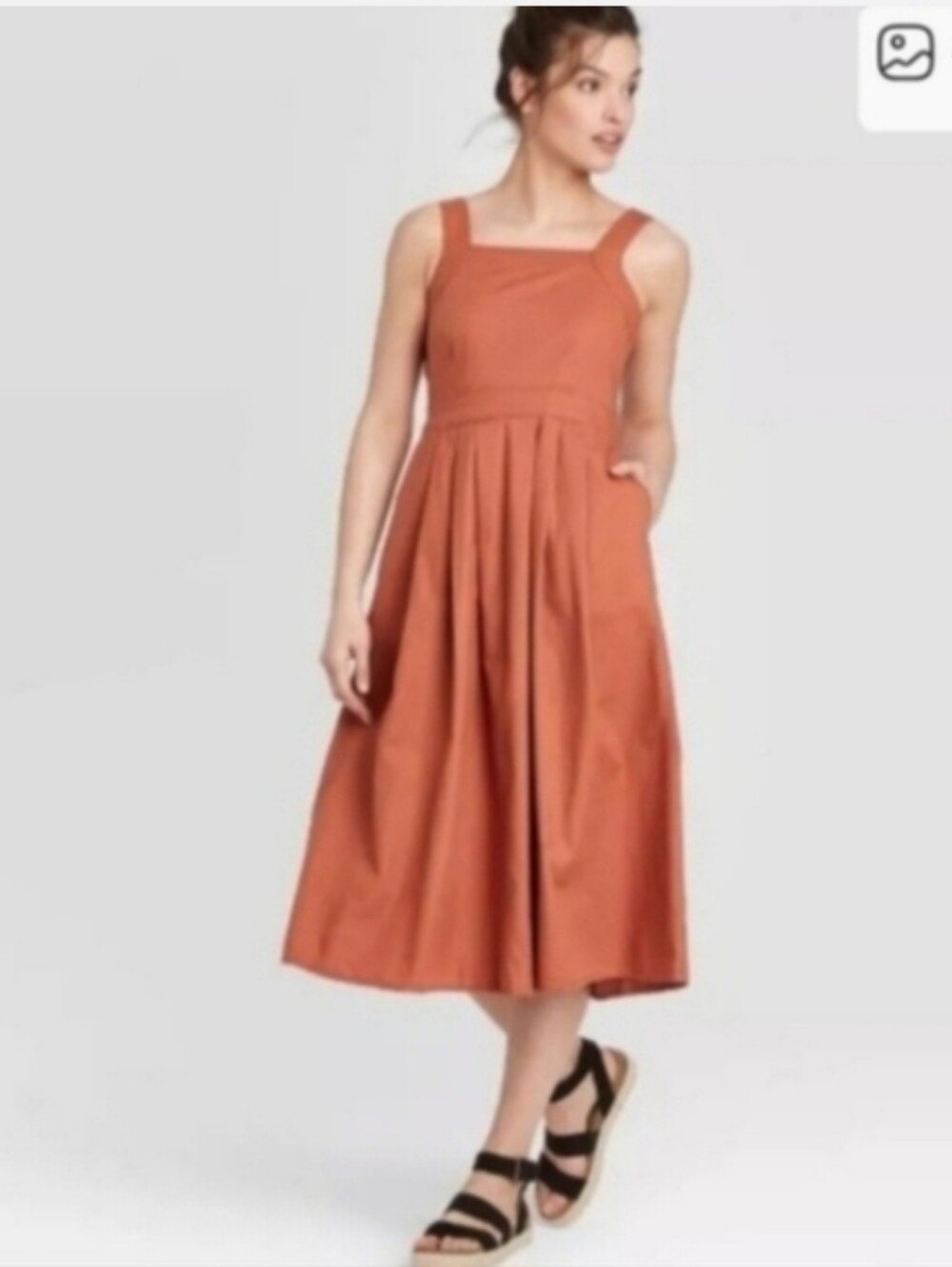 Universal Thread Rust Square-Neck Midi Dress Sz 4